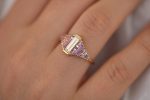 Purple and Lilac Sapphire Ring with Baguette Diamond Online