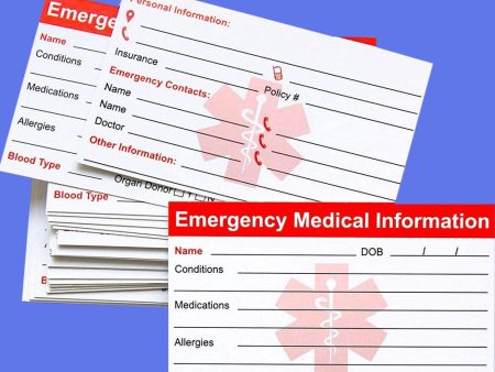 Emergency Info Cards pack of 5 For Cheap