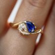 Yin Yang Blue Sapphire & Diamond Ring For Cheap