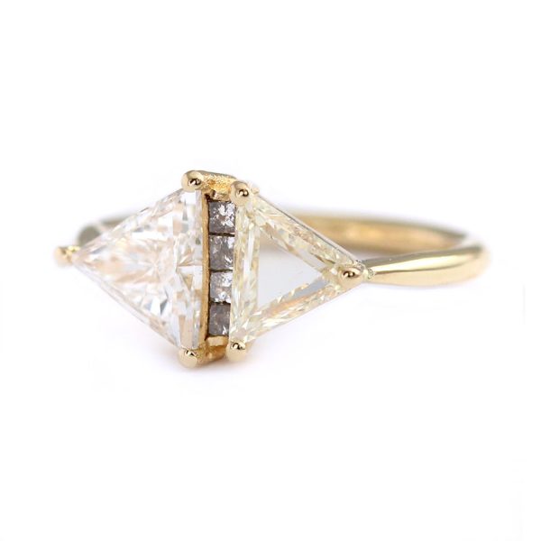 One Carat Trillion Cut Diamond Engagement Ring - Fancy Yellow Rhombus Diamond Ring For Discount