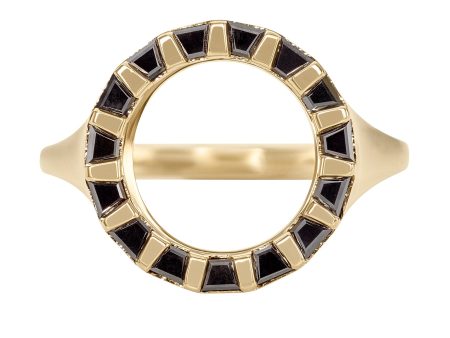 Sphinx Trapeze Black Diamond & Gold Bar Statement Ring Online Sale