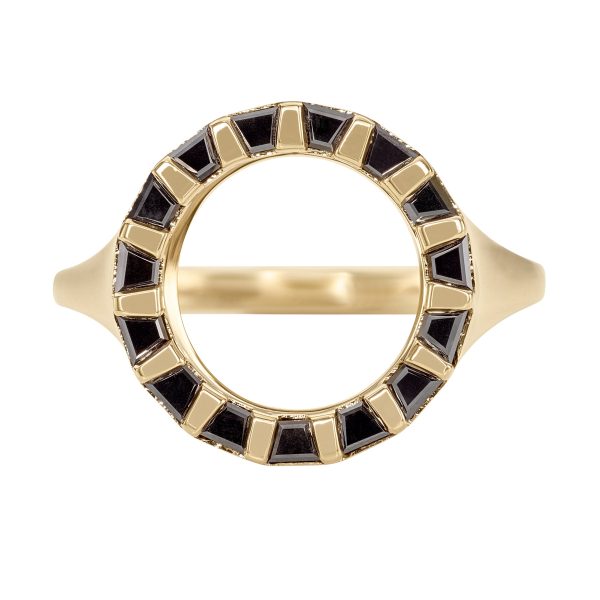 Sphinx Trapeze Black Diamond & Gold Bar Statement Ring Online Sale