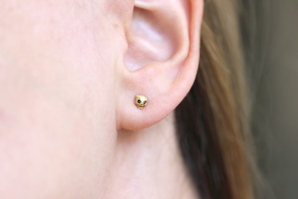 Gold Cat Skull Earrings For Cheap