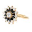 Black and White Diamond Engagement Ring - Flower Diamond Cluster Ring Sale