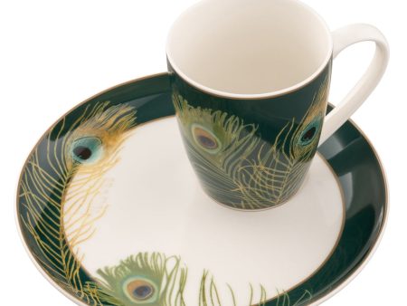 Aynsley Peacock Feather Mug & Tray Set Fashion