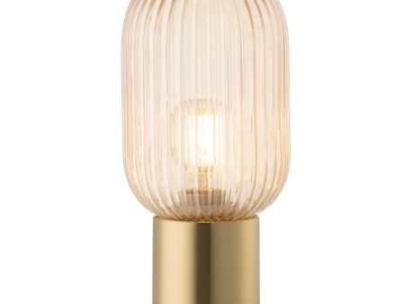 Galway Crystal Fluted Glass Table Lamp - Amber For Cheap