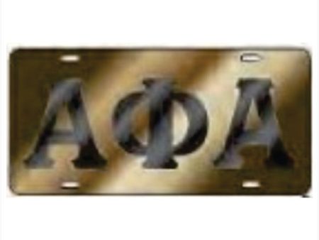 Alpha Gold Color Inlaid Mirror Auto Tag on Sale