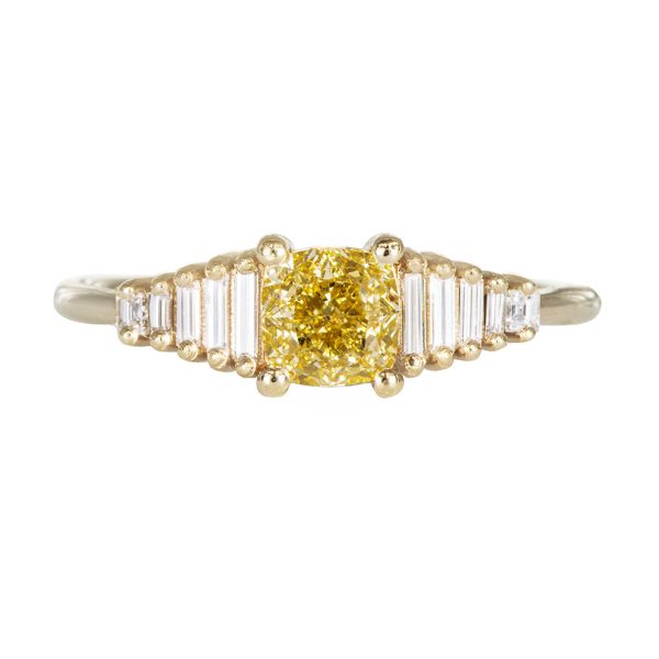 Fancy Yellow Diamond Ring with GIA certified diamond Discount