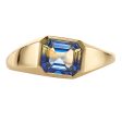 Chunky Asymmetric Statement Ring with OOAK Emerald Cut Parti Sapphire For Cheap