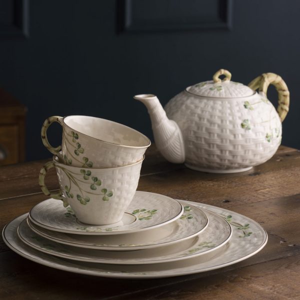 Belleek Classic 1880 Shamrock Gold 12 Piece Set Online now