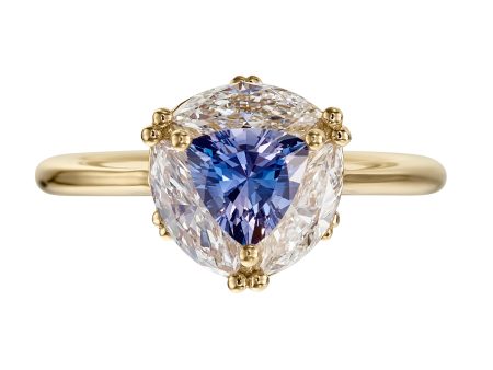 Marquise Diamond & Purple Trillion Sapphire Engagement Ring Online Hot Sale