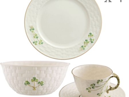 Belleek Classic 1880 Shamrock Gold 12 Piece Set Online now