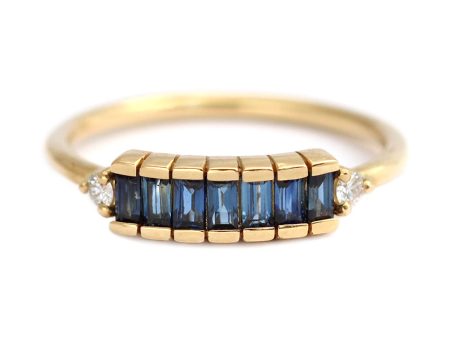 Blue Sapphire Baguette Engagement Ring - Art Deco Blue Sapphire Ring Discount