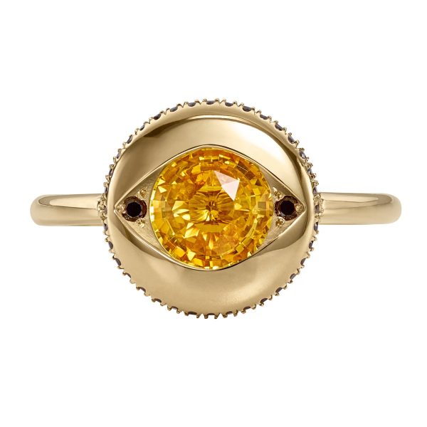 Ayin Yellow Sapphire & Black Diamond Ring For Cheap