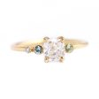 Asymmetric Diamond Cluster Engagement Ring with Aquamarine And Mint Garnet - Cluster Engagement Ring Supply