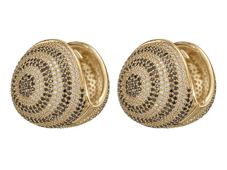 Striped Black & White Diamond Ball Statement Earrings For Cheap