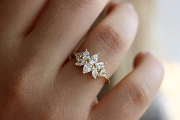 Cluster Ring Set With Diamonds - VS Diamond Ring - Flora Online Sale