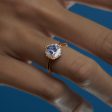 Marquise Diamond & Purple Trillion Sapphire Engagement Ring Online Hot Sale