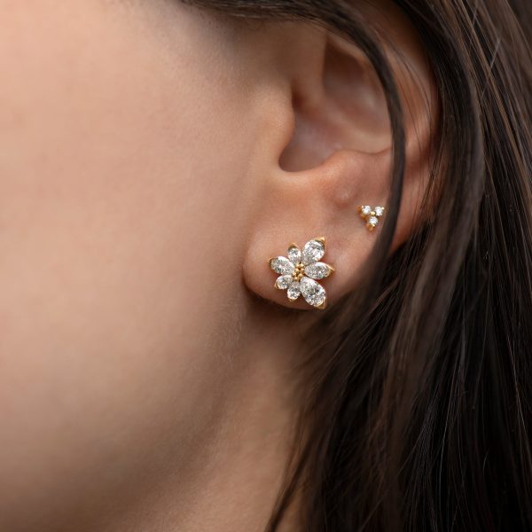 Asymmetric Blossom Stud Earrings For Sale