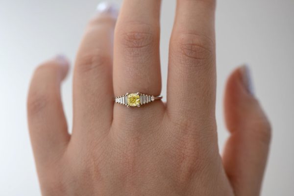 Fancy Yellow Diamond Ring with GIA certified diamond Discount