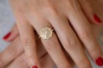 Round Engagement Ring with Long Tapered Baguette Diamonds    the Sun Temple Ring Cheap