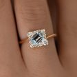 Tilted Sky Blue Sapphire Ring with Diamond Frame Discount