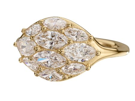 Dome Marquise Diamond Gold Engagement Statement Ring Online now