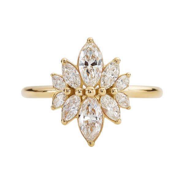 Marquise cut Diamond Cluster Engagement Ring - Flower Diamond Cluster ring Cheap