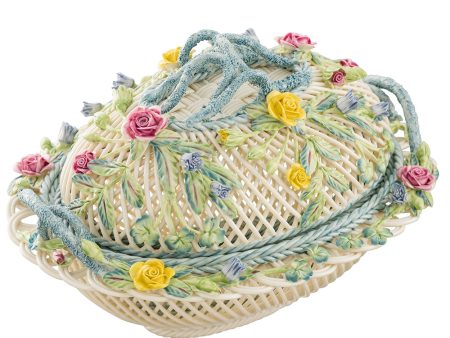 Belleek Classic Oval Covered Basket S S on Sale