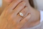 One Carat Trillion Cut Diamond Engagement Ring - Fancy Yellow Rhombus Diamond Ring For Discount