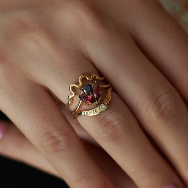 Ladybug Red Garnet & Black Diamond Ring Online Sale