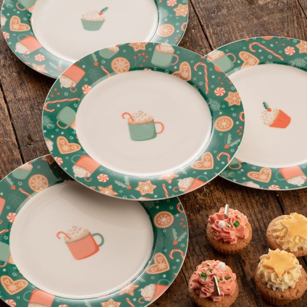 Belleek Living Christmas Cupcakes Set of 4 Tea Plates For Sale