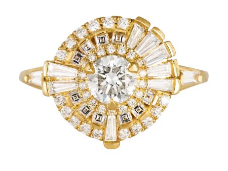 Round Diamond Cluster Ring with Asymmetric Frills Online Sale