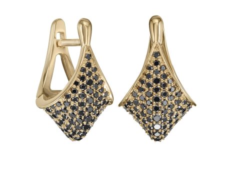 Pave Black Diamond Modern Huggie Earrings Sale