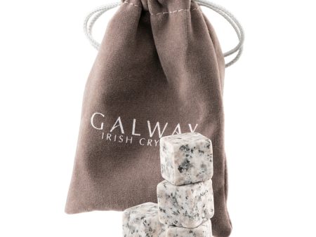 Galway Crystal Cooling Stones Set of 4  - White Grey Granite For Sale