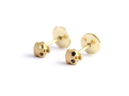 Gold Cat Skull Earrings For Cheap