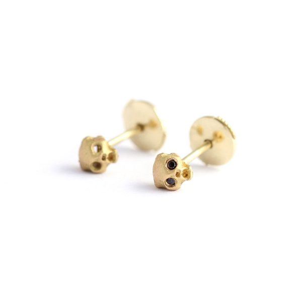 Gold Cat Skull Earrings For Cheap