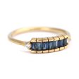 Blue Sapphire Baguette Engagement Ring - Art Deco Blue Sapphire Ring Discount