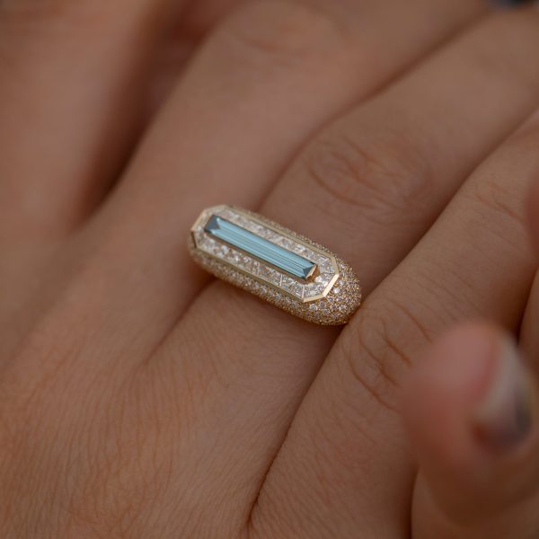 Fancy Color Blue Diamond Ring with Pave Diamond Detailing Supply