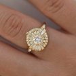 Round Diamond Cluster Ring with Asymmetric Frills Online Sale