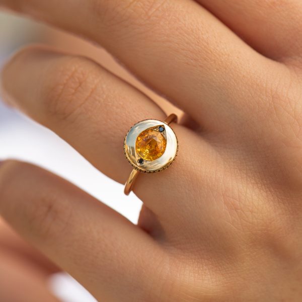 Ayin Yellow Sapphire & Black Diamond Ring For Cheap