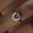 Marquise Diamond & Purple Trillion Sapphire Engagement Ring Online Hot Sale