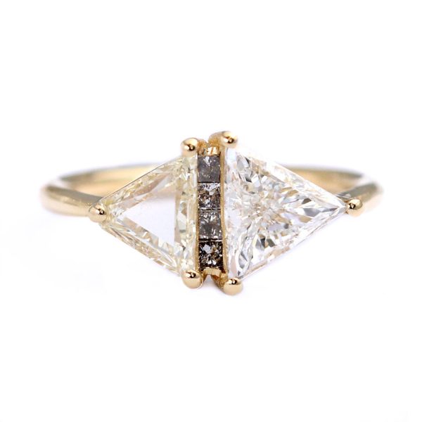 One Carat Trillion Cut Diamond Engagement Ring - Fancy Yellow Rhombus Diamond Ring For Discount