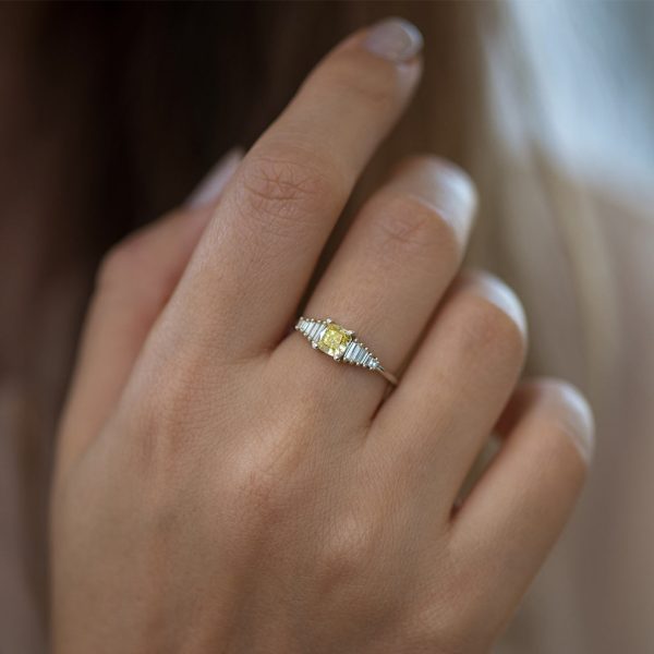 Fancy Yellow Diamond Ring with GIA certified diamond Discount