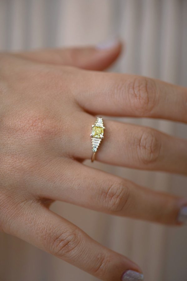 Fancy Yellow Diamond Ring with GIA certified diamond Discount