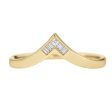 Gold Chevron Wedding Band with Baguette & Carre Diamonds For Discount