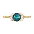 Teal Sapphire Ring with Baguette Diamond Wings - Limited Edition Online Sale