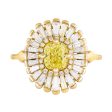 Daisy Engagement Ring - Fancy Yellow Diamond and Baguette Diamond Ring Discount