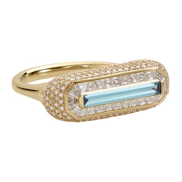 Fancy Color Blue Diamond Ring with Pave Diamond Detailing Supply