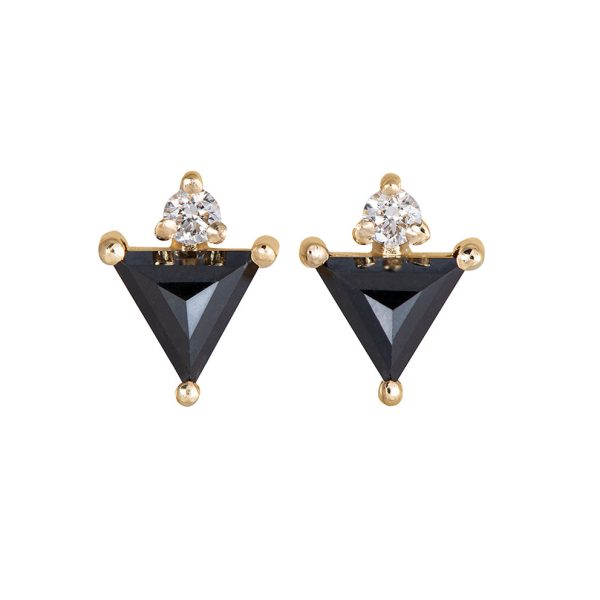 Triangle Earrings with Black and White Diamonds Online